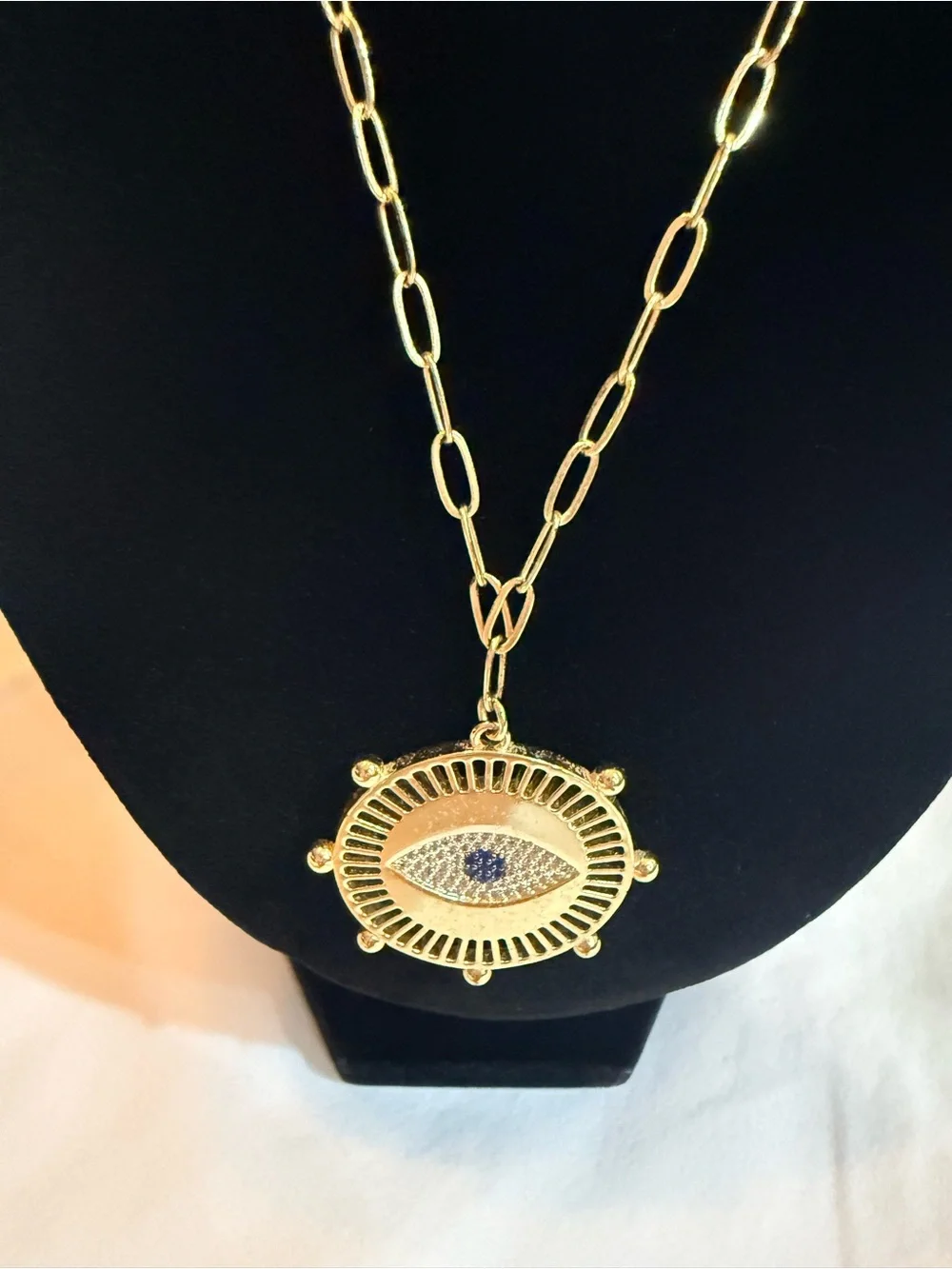 Gold-Tone Evil Eye Pendant Necklace for Women